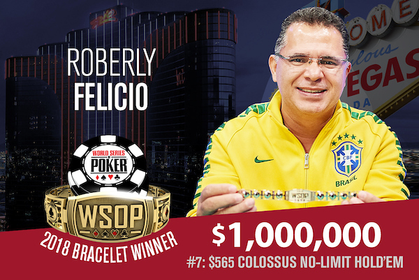 Roberly Felicio - Campeão do Colossus 2018 - Foto Oficial da WSOP